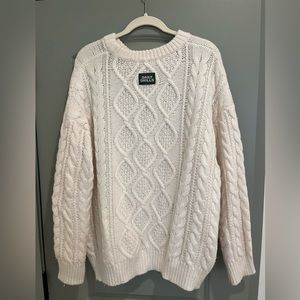 Daily Drills Cream Oversized Knit Sweater